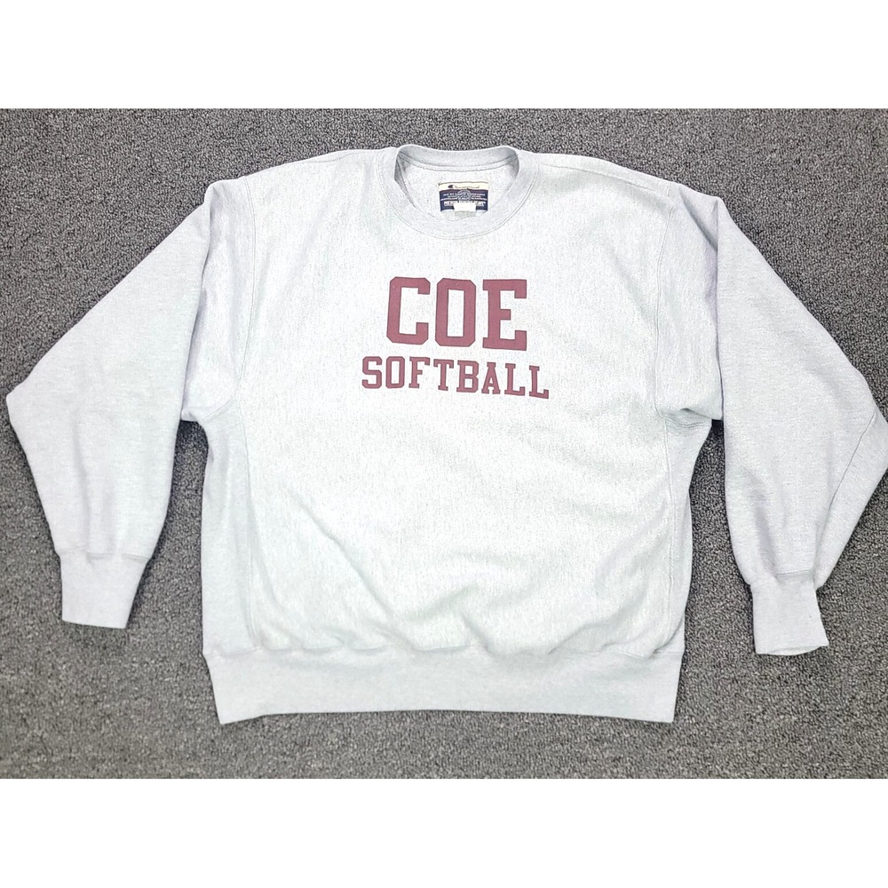 Coe College Sweatshirt Adult XL Gray Champion Premium Reverse Weave Softball Y2K
